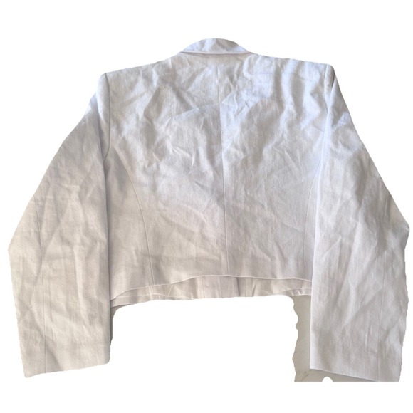 Abercrombie & Fitch Women's XL A&F Linen Collection Cropped White Blazer Button - Picture 7 of 7